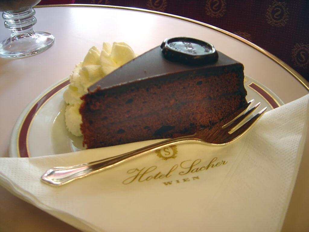 Sachertorte, or chocolate cake